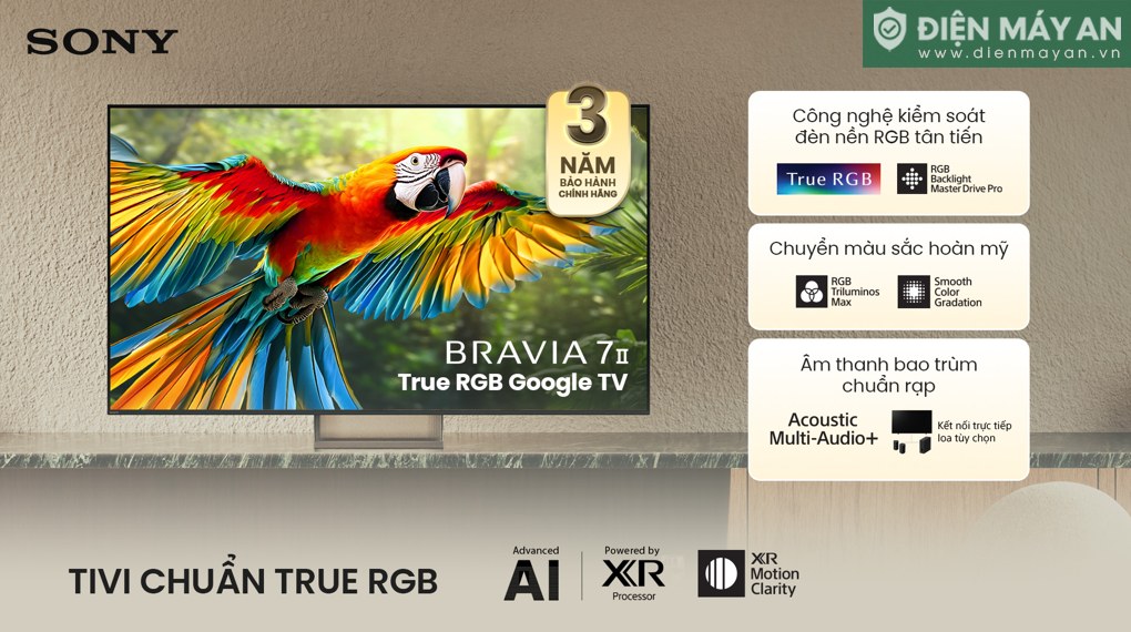 Google Tivi True RGB Sony AI 4K 75 inch K-75XR70M2